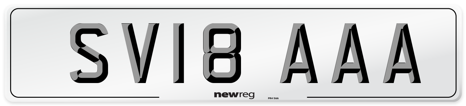SV18 AAA Number Plate from New Reg